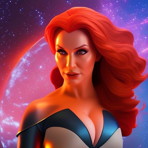 Christina Hendricks as Dark Phoenix: 3D Digital Art