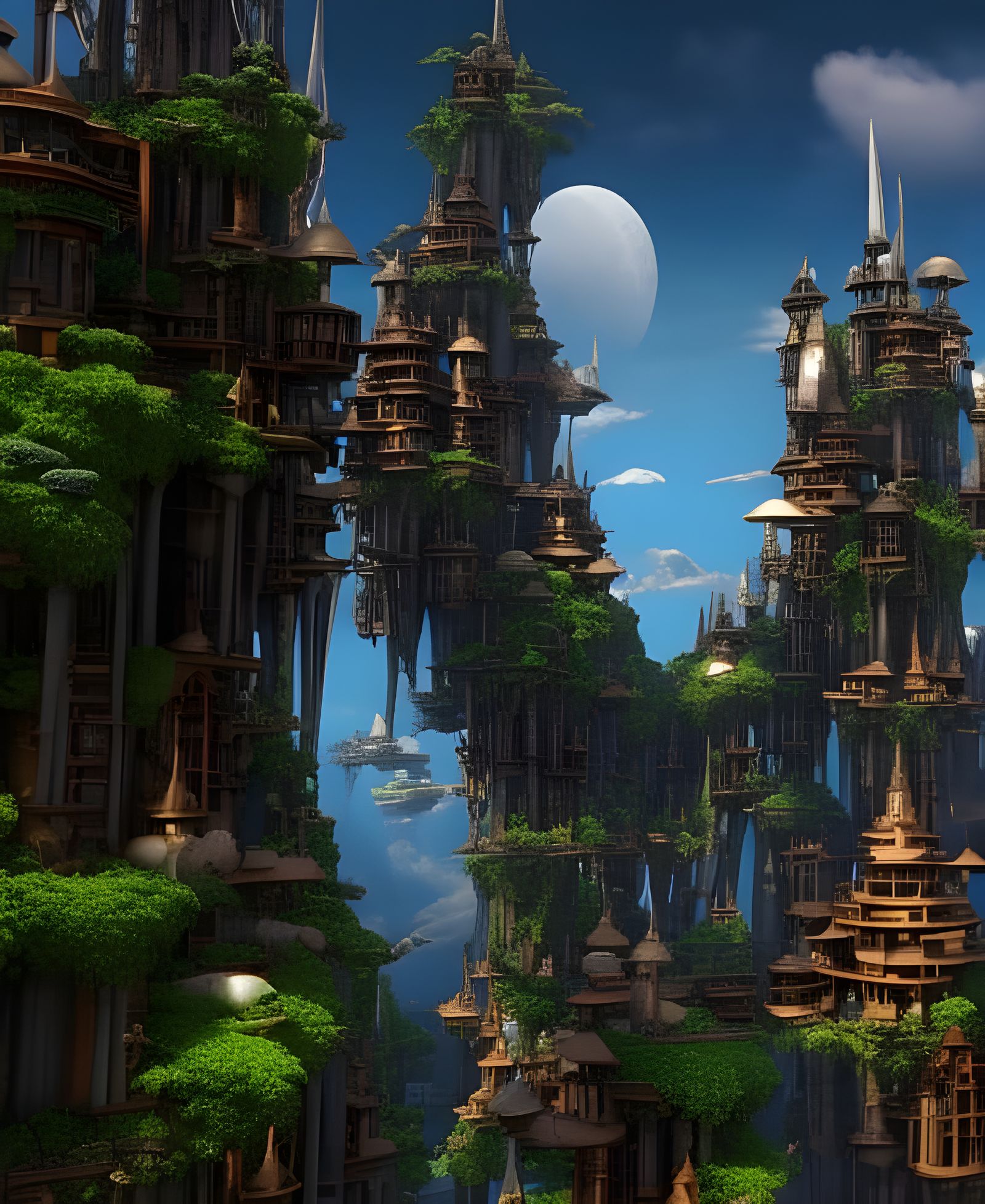 Fantasy Cloud City of Elves in 3D