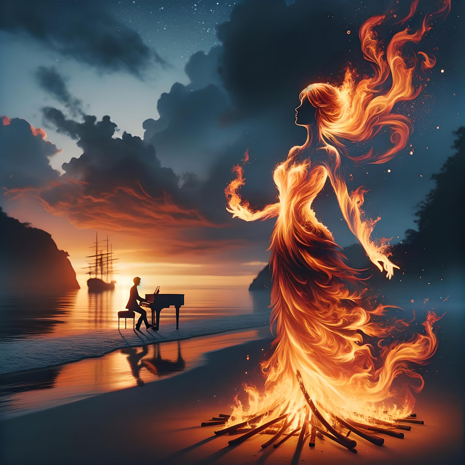 Beach Fire Dancer