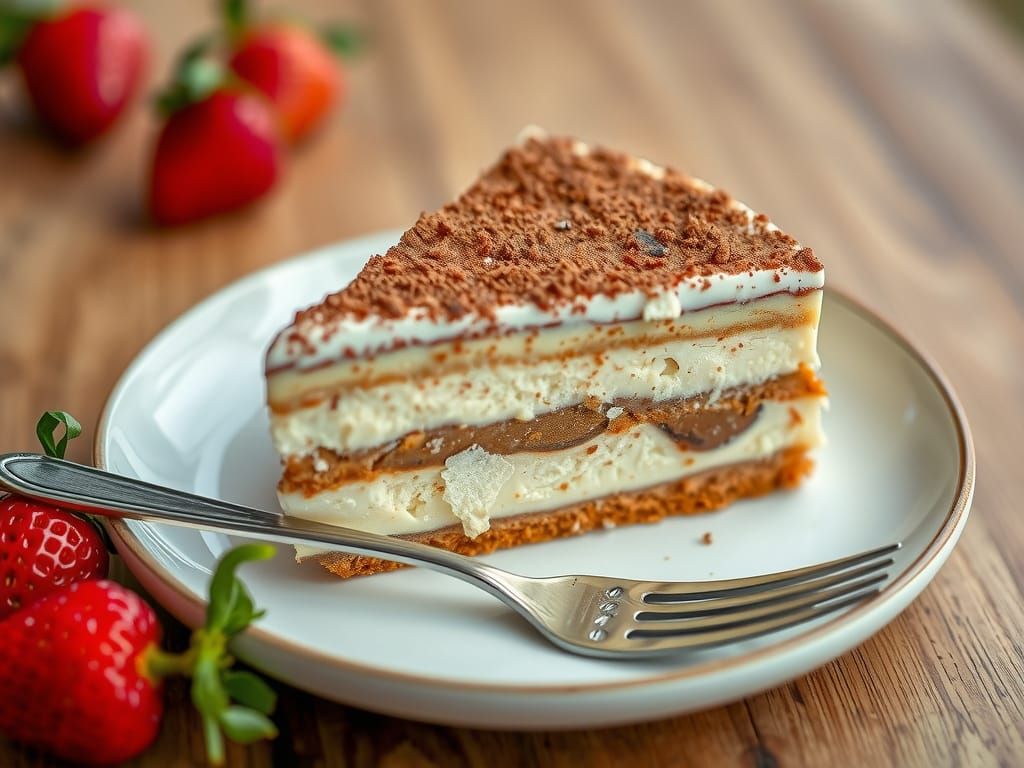 Macroscopic Photo of Perfect Tiramisu Slice