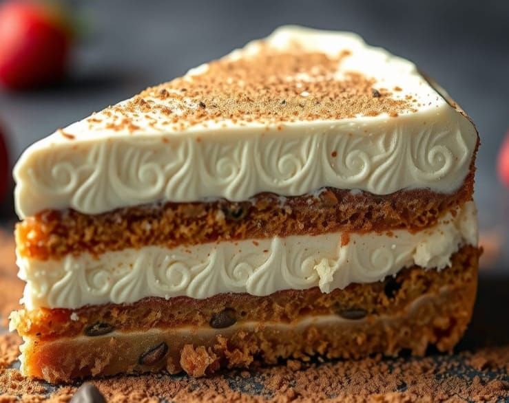 Delicious Macroscopic Tiramisu Slice, Food Styling
