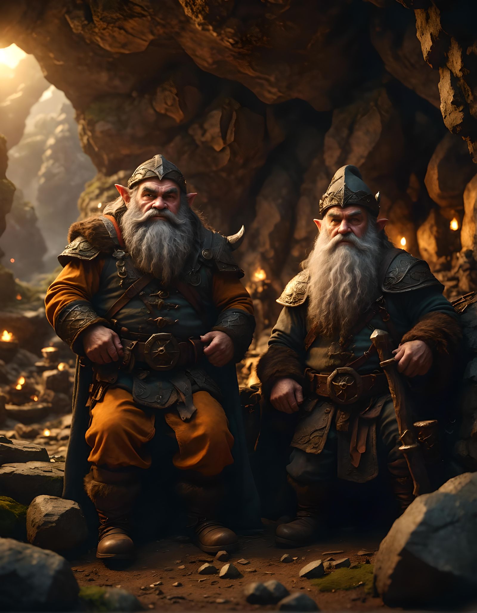 Happy and Grumpy Dwarves in a Cave