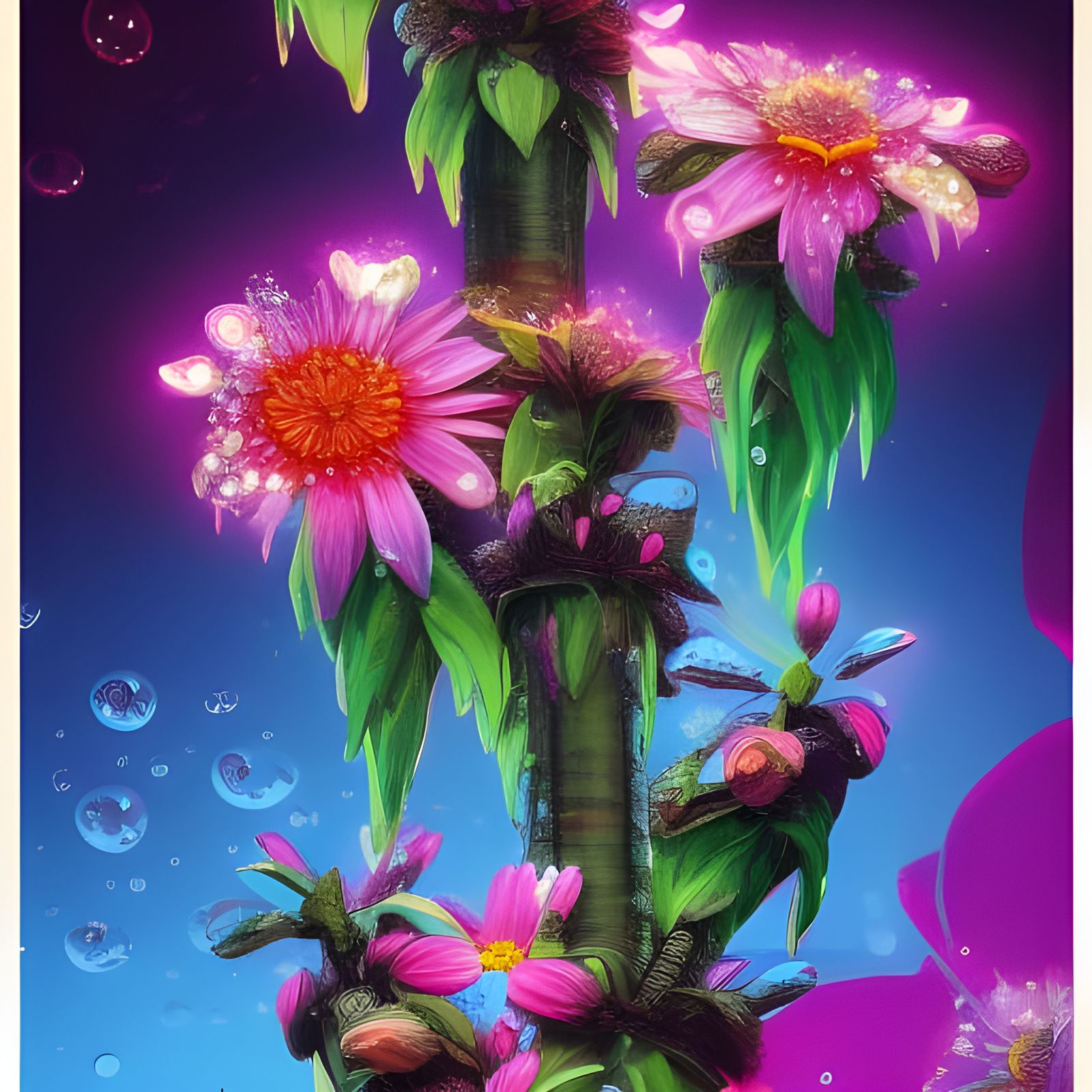 Cyberpunk Flower in Spring Bloom with Neon Lighting