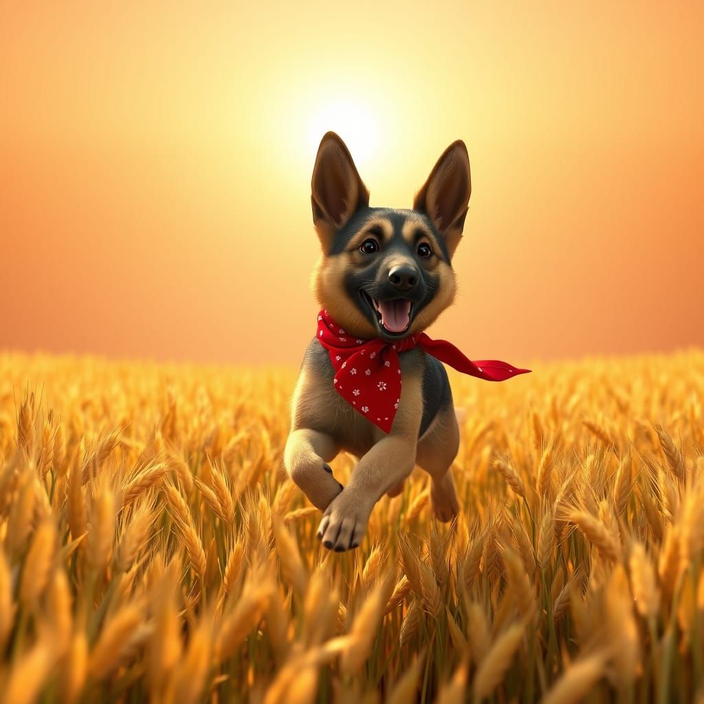 Freedom's Joyful Chase Through Golden Fields