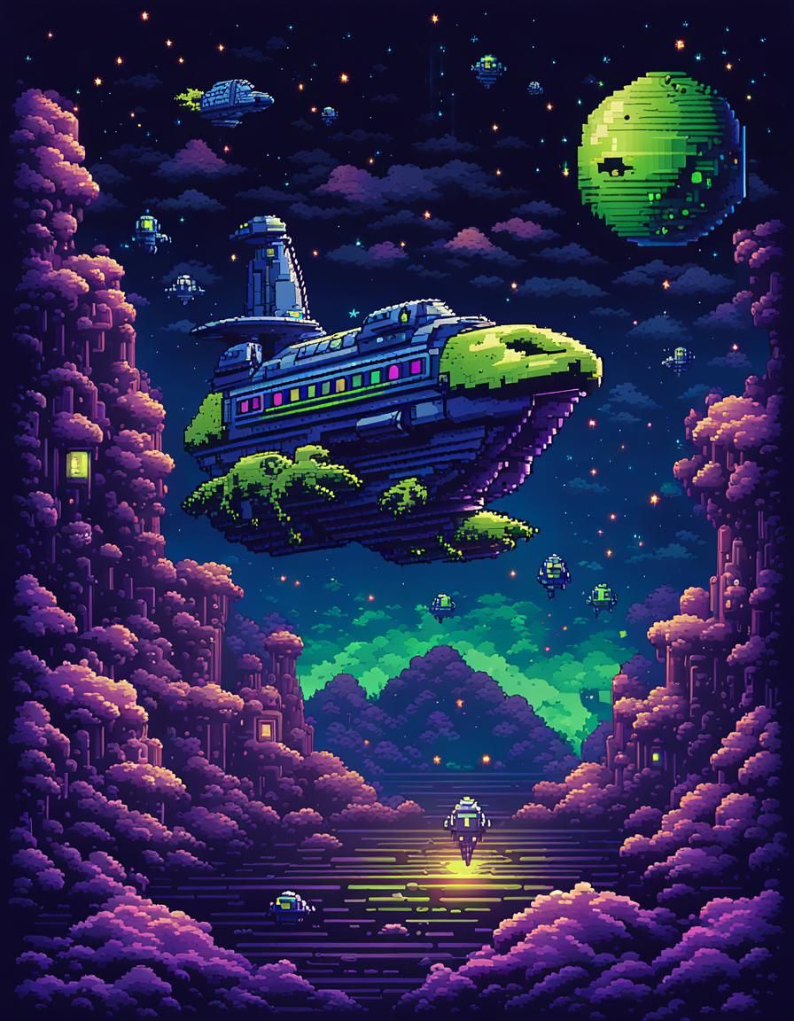 Space Invaders Mother Ship in 8-bit Pixel Art