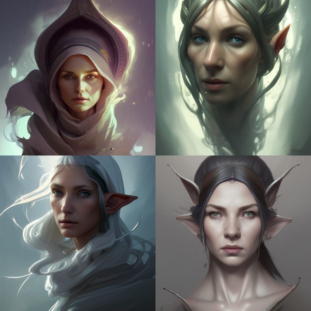 Elf Priestess Portrait in Detailed Digital Art Style