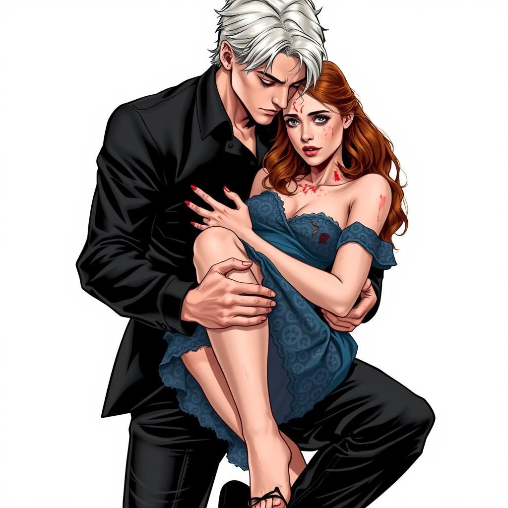 Adult Draco Malfoy, mid 20's, White blonde ruffled hair, silver eyes, smooth body, handsome, chisseled features, perfect...