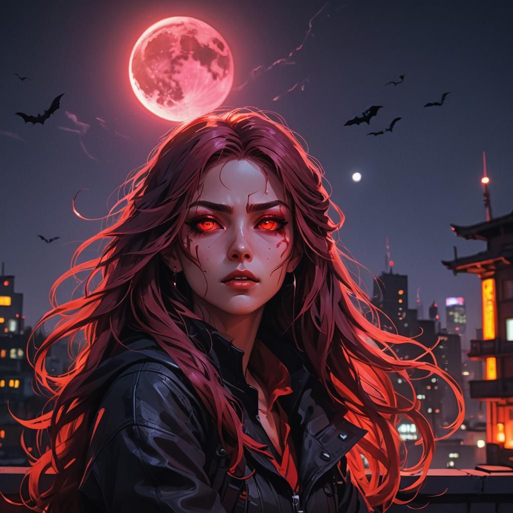 Neon Moonlight Assassin: 3D Anime Portrait