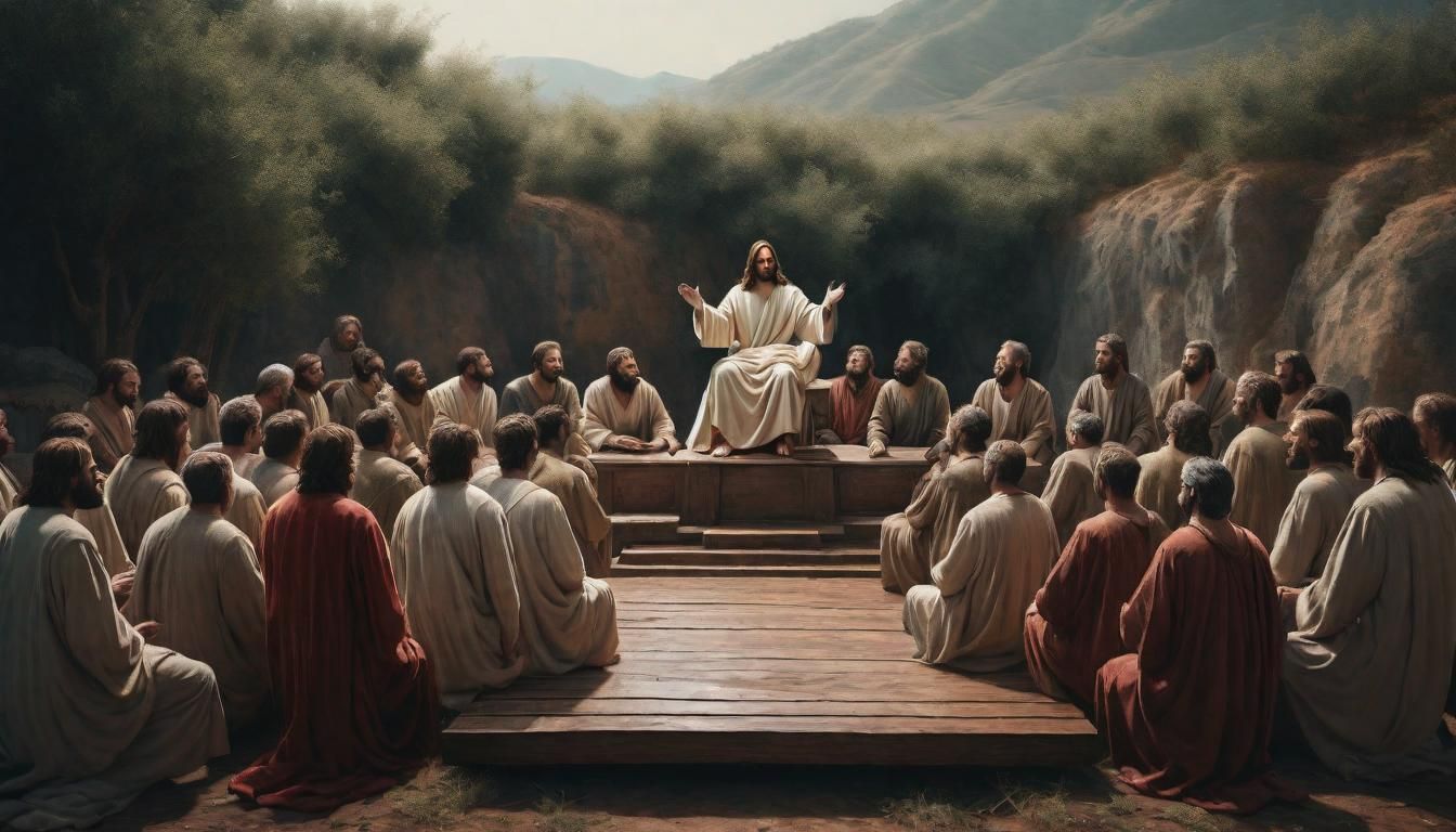 Jesus Preaching to Villagers: An Epic Religious Scene