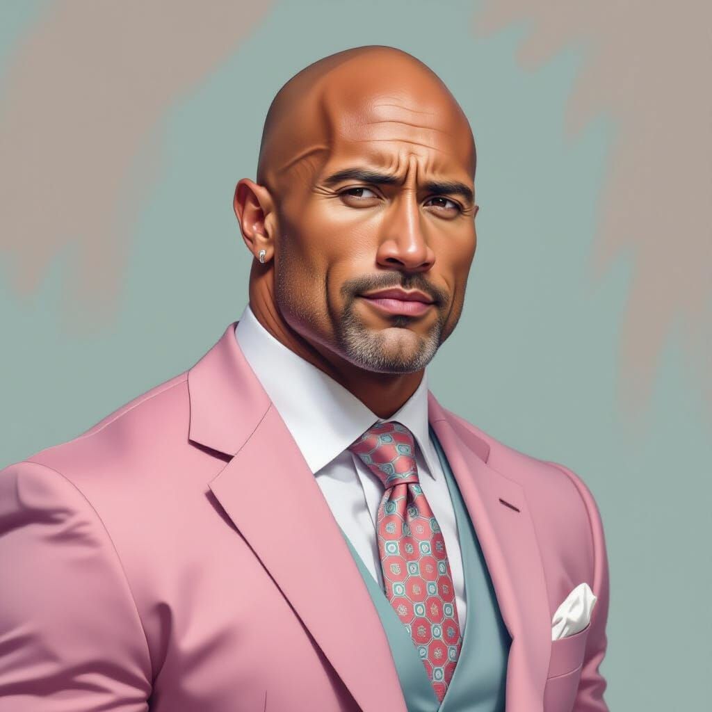 Hyperrealistic Splash Art of Dwayne Johnson Lookalike