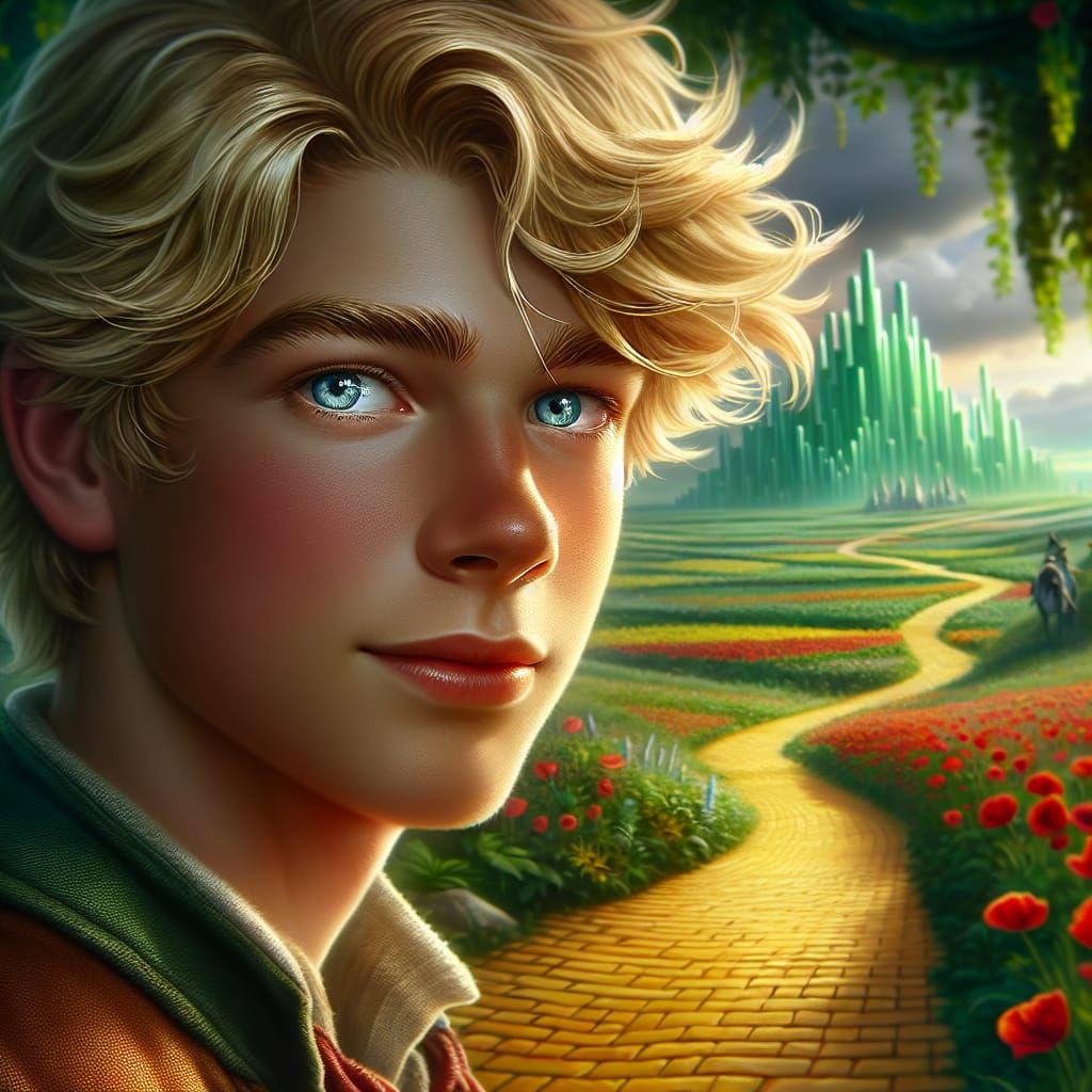 Boy's Journey on the Red Brick Road in Oz