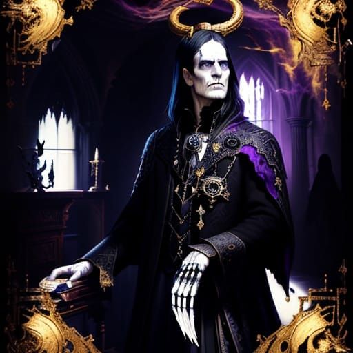 Benevolent Skeletal Archlich with Cats in Study