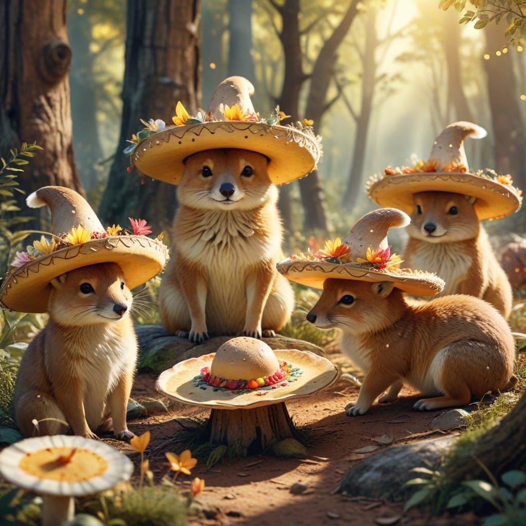 Festive Forest Animals' Watercolor Celebration