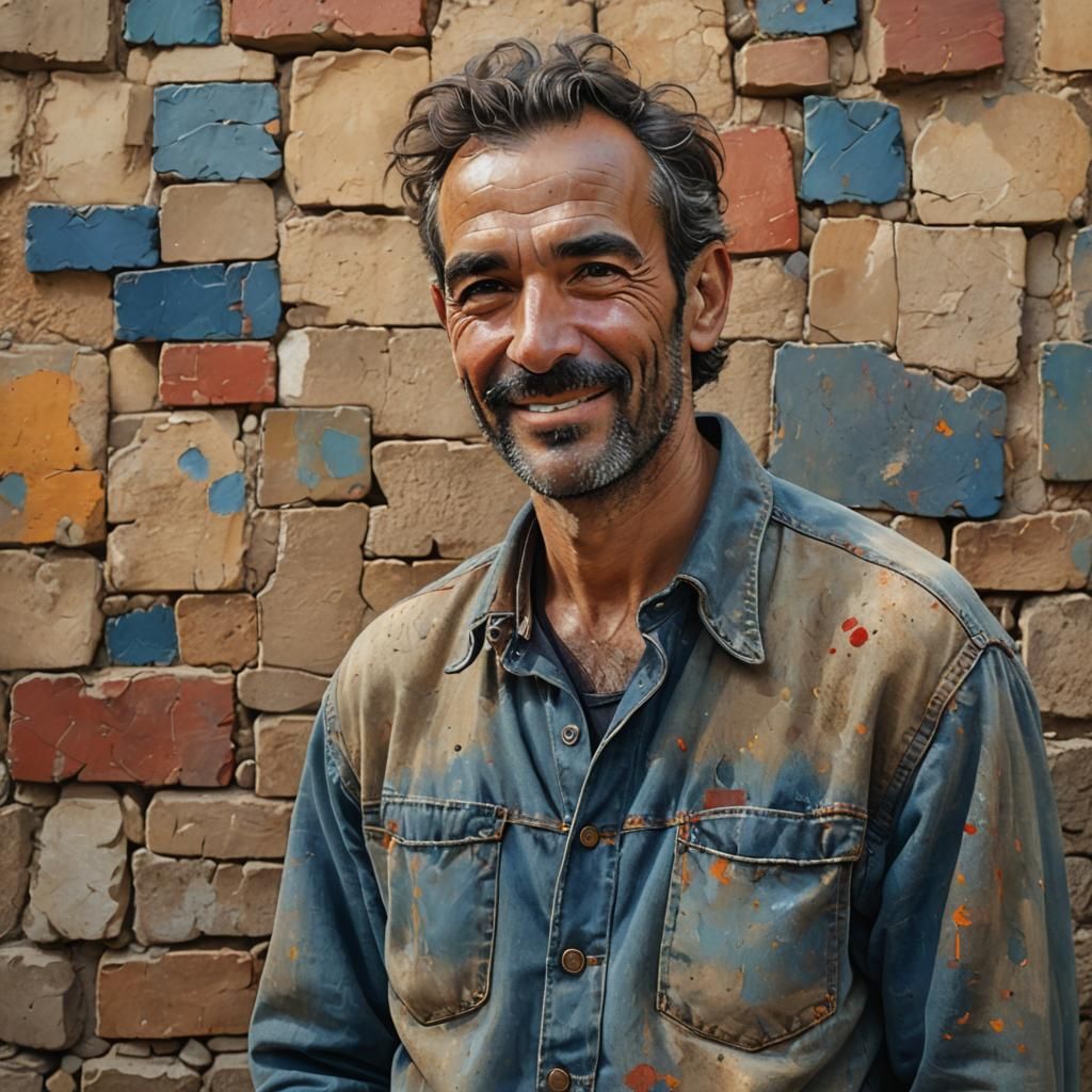 Spanish Man Portrait Art in Miro Style