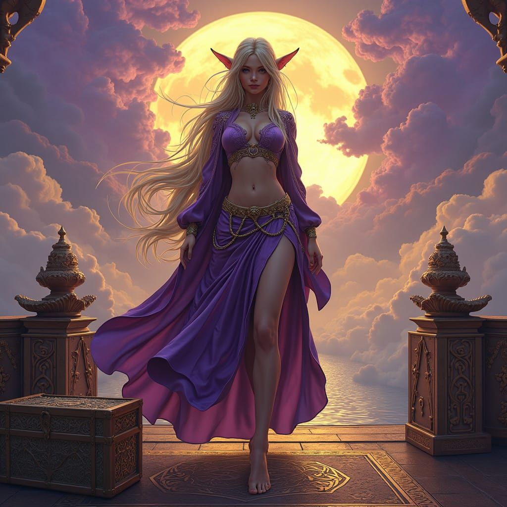 Elegant Elf Diplomat on Spelljammer Spaceship Bridge