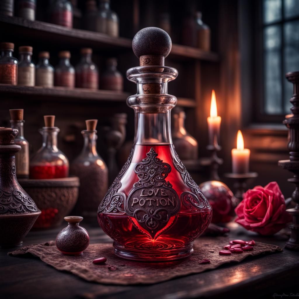 Hyperrealistic Love Potion with Intricate Details
