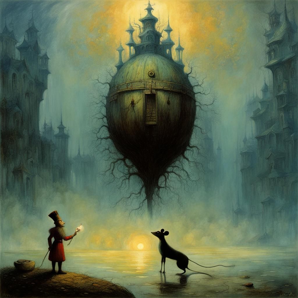 Dark Fantasy Art of a Haunted Nutcracker by Beksinski