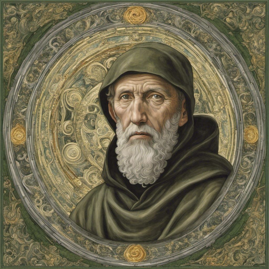 Fractal Portrait of Saint Francis in Filigree