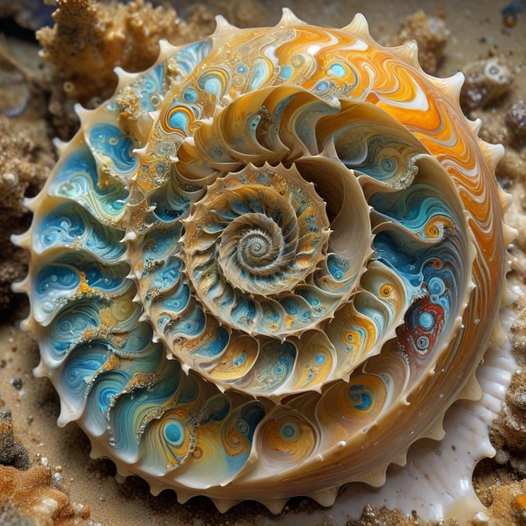 Cosmic Portal in Shimmering Sea Shell