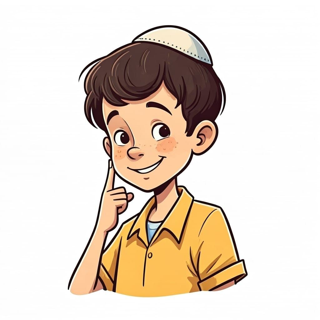 Whimsical Jewish Boy in Thoughtful Moment