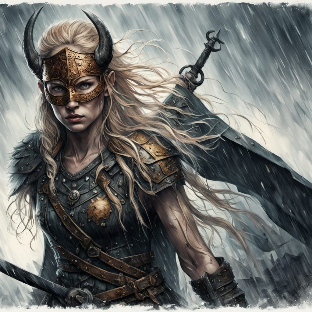 Viking Shieldmaiden in Post-Apocalyptic Fantasy Art