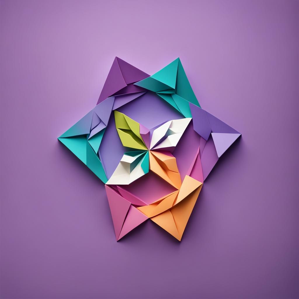 Yoga Center Logo in Origami Papercraft Style