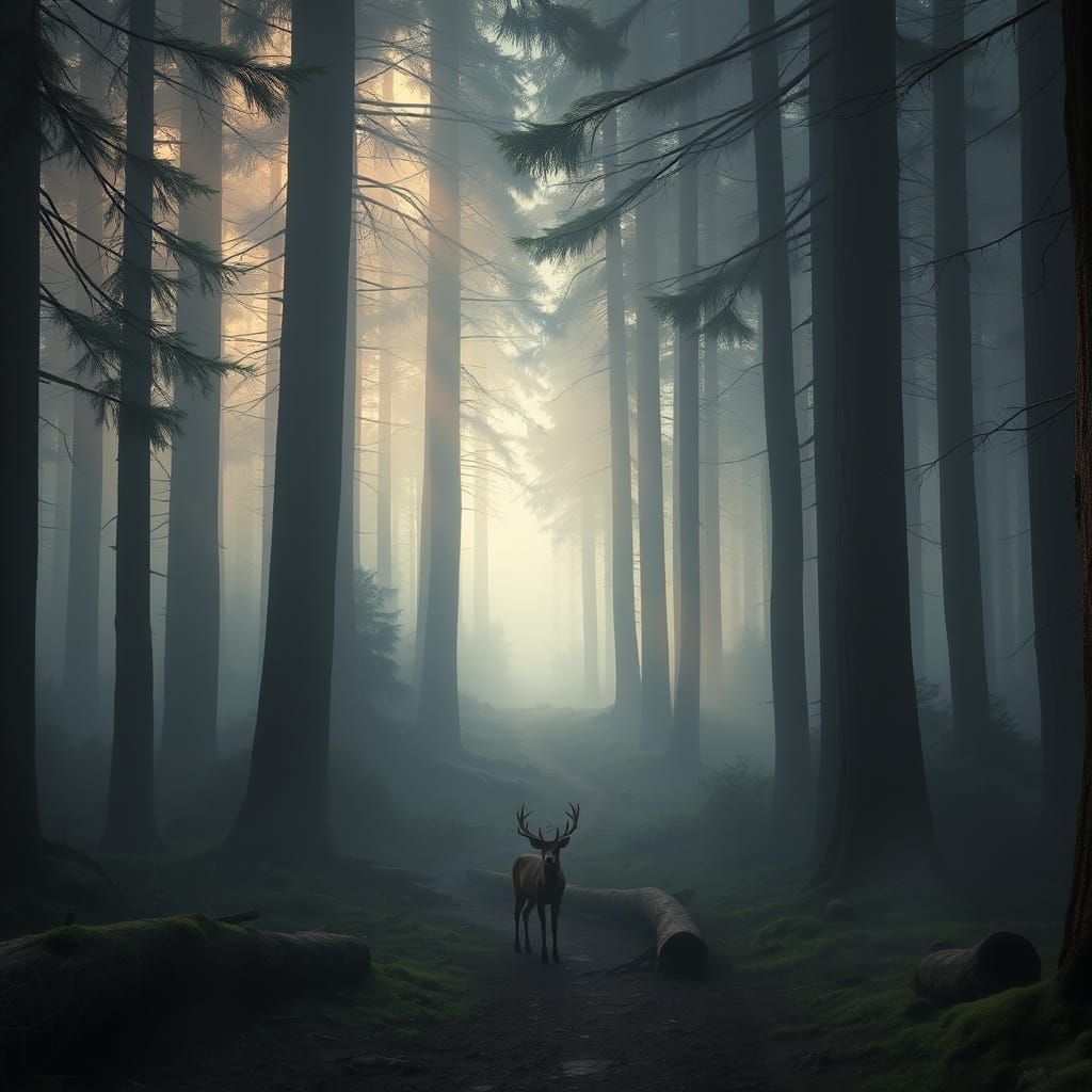 Ethereal Forest Path at Dawn