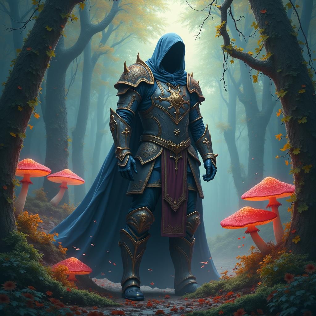 Enchanted Warrior in Mystical Forest
