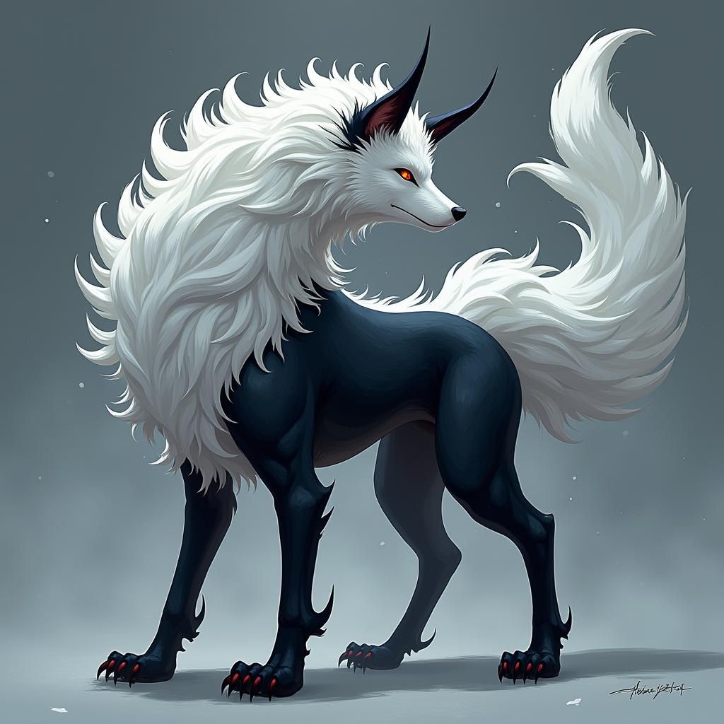 Majestic Kitsune Hybrid with Biomechanical Elements