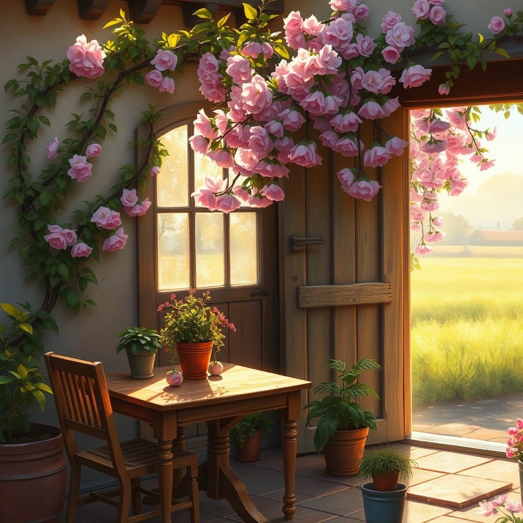 Idyllic Rural Retreat in Warm Golden Light