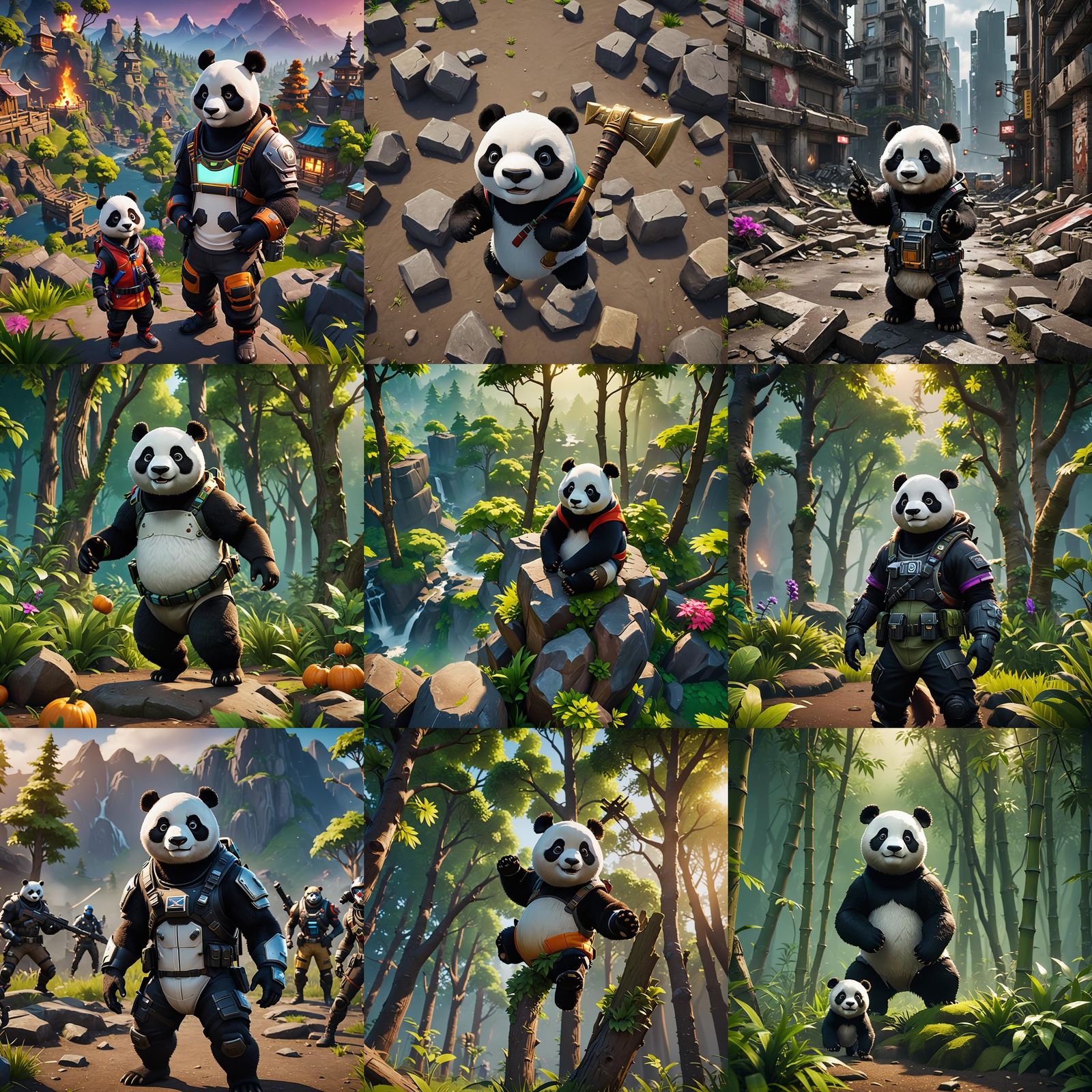 Panda Character Rendered in 3D Game Style