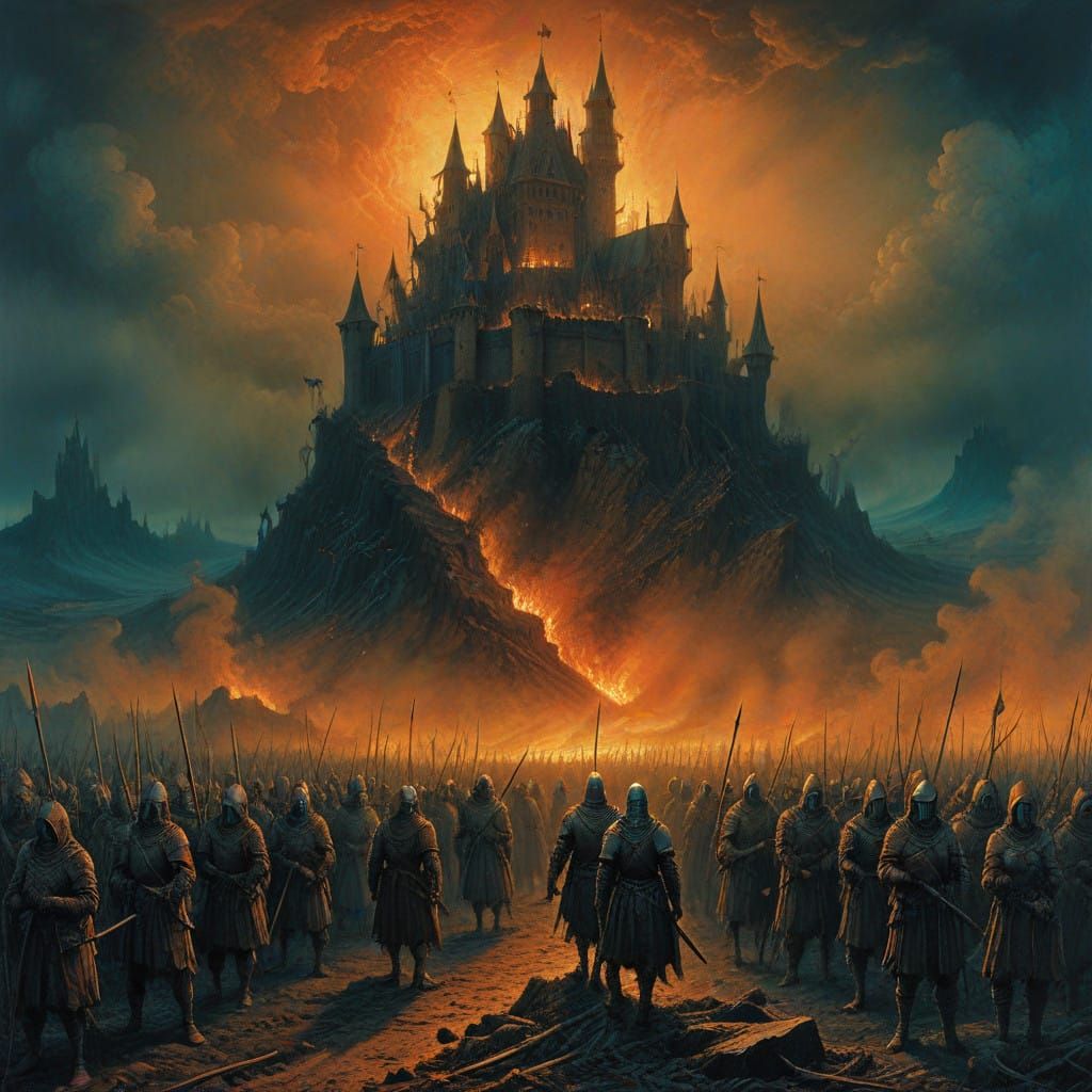 Medieval Village Under Siege in a Haunting, Dystopian Landsc...