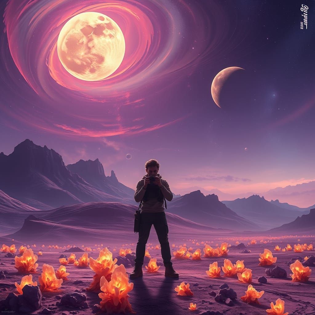 Photographer on Alien Planet as Digital Painting