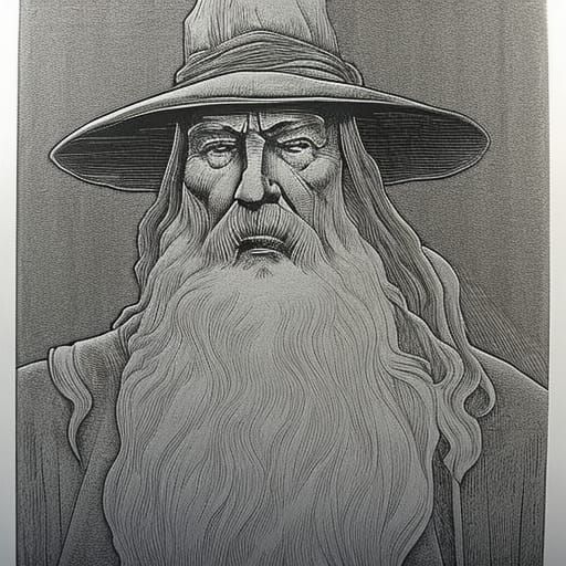 Gandalf Etching: A Detailed Portrait