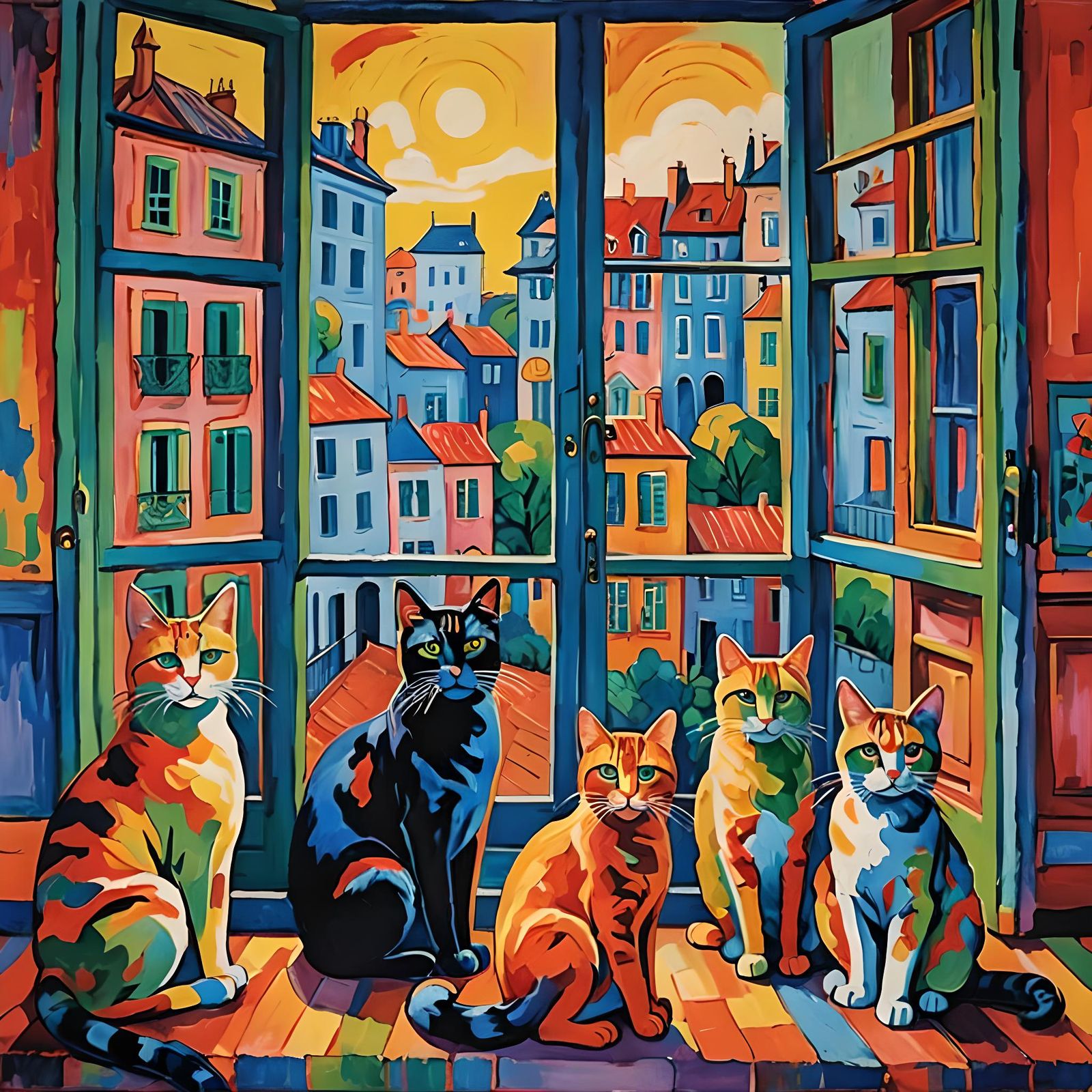 Cats in the Window (Fauvism)