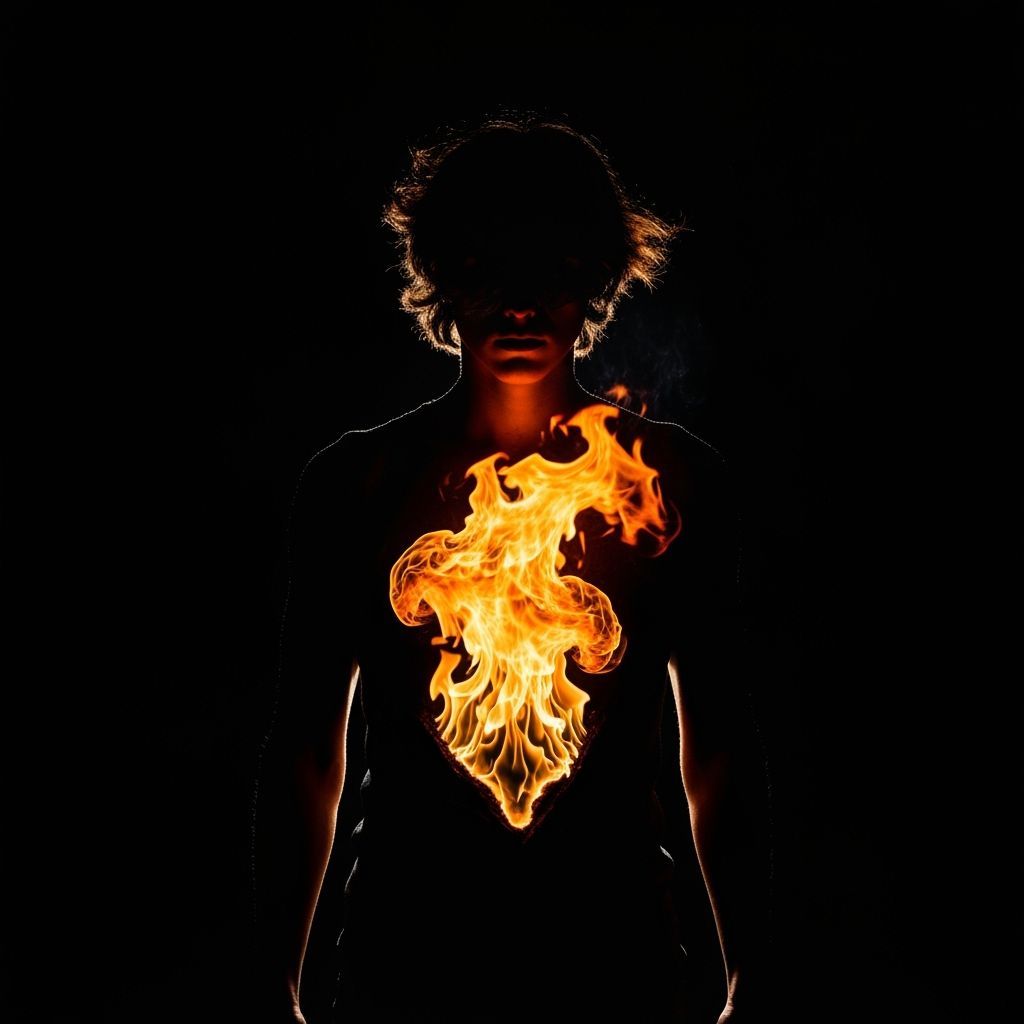 Silhouette with Molten Heart: Transformation and Fire