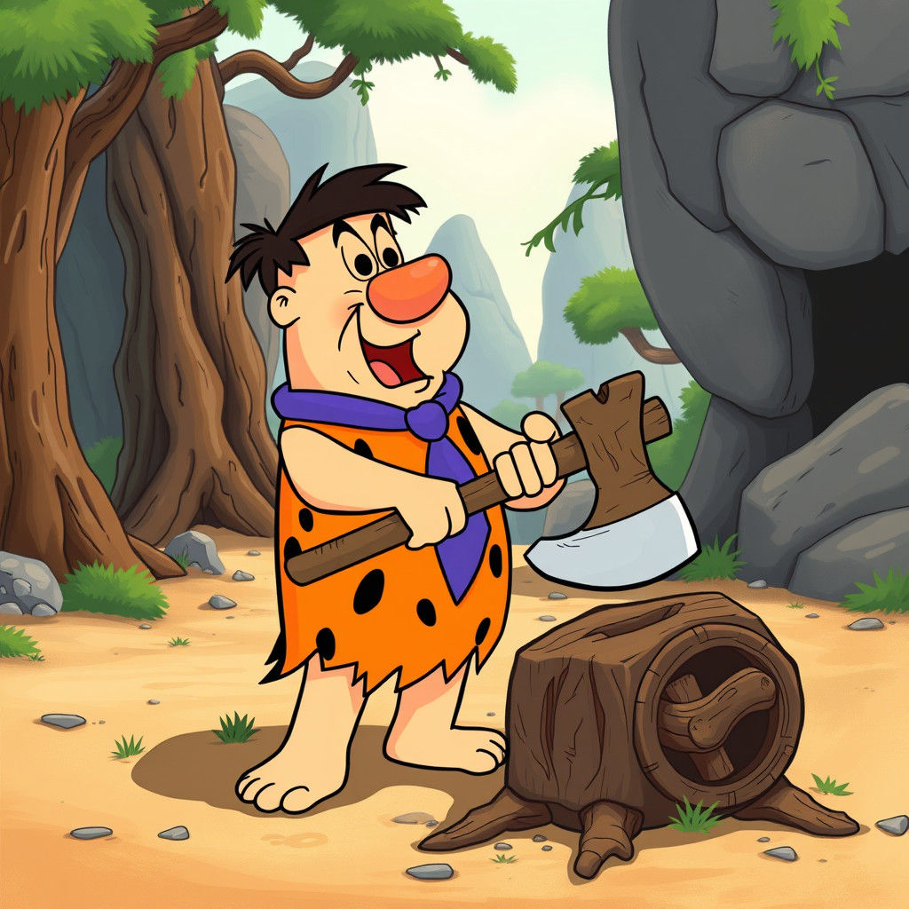 Fred Flintstone Chopping Wood, Hanna-Barbera Animation