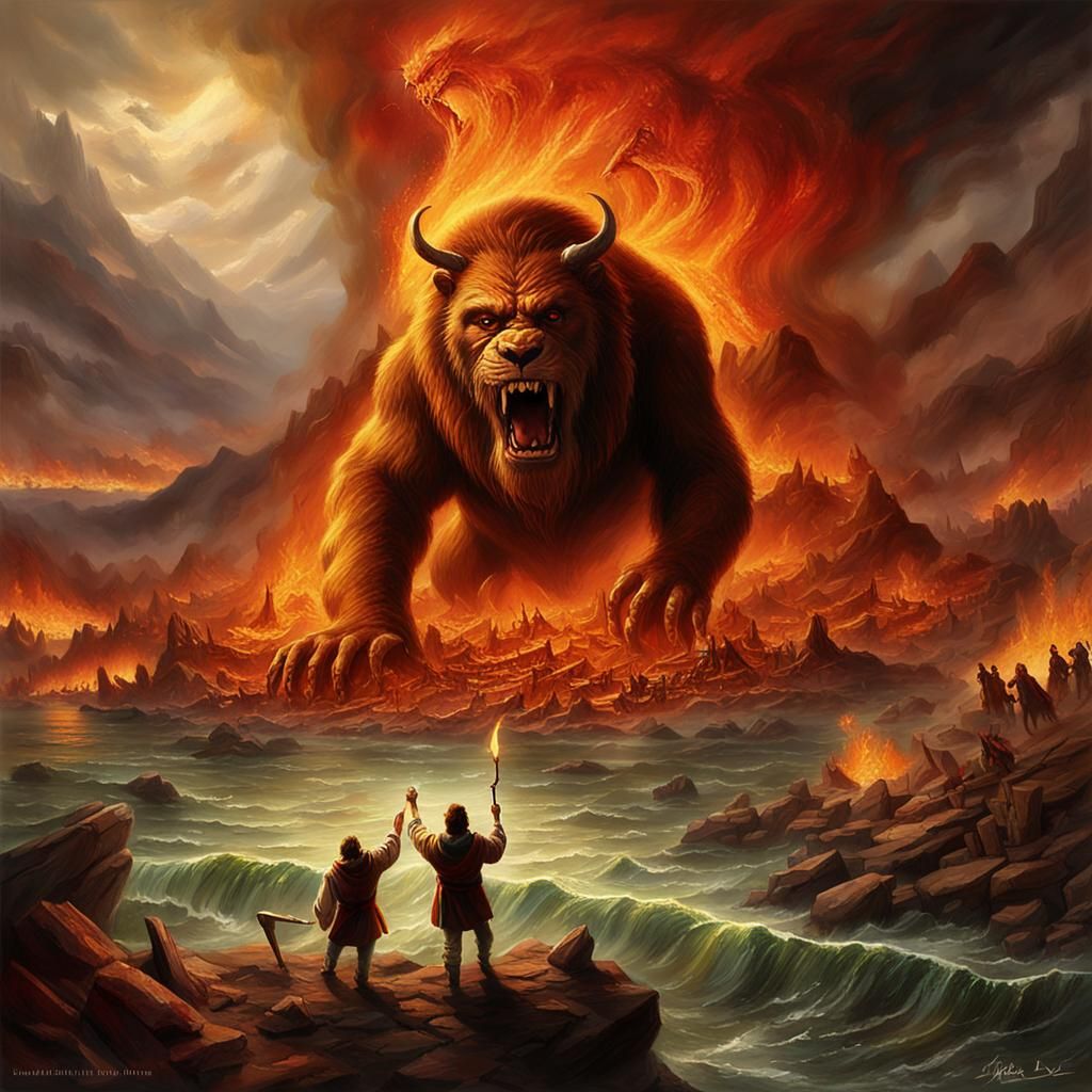 Lake of Fire: Revelation Scene in Detailed Matte Painting