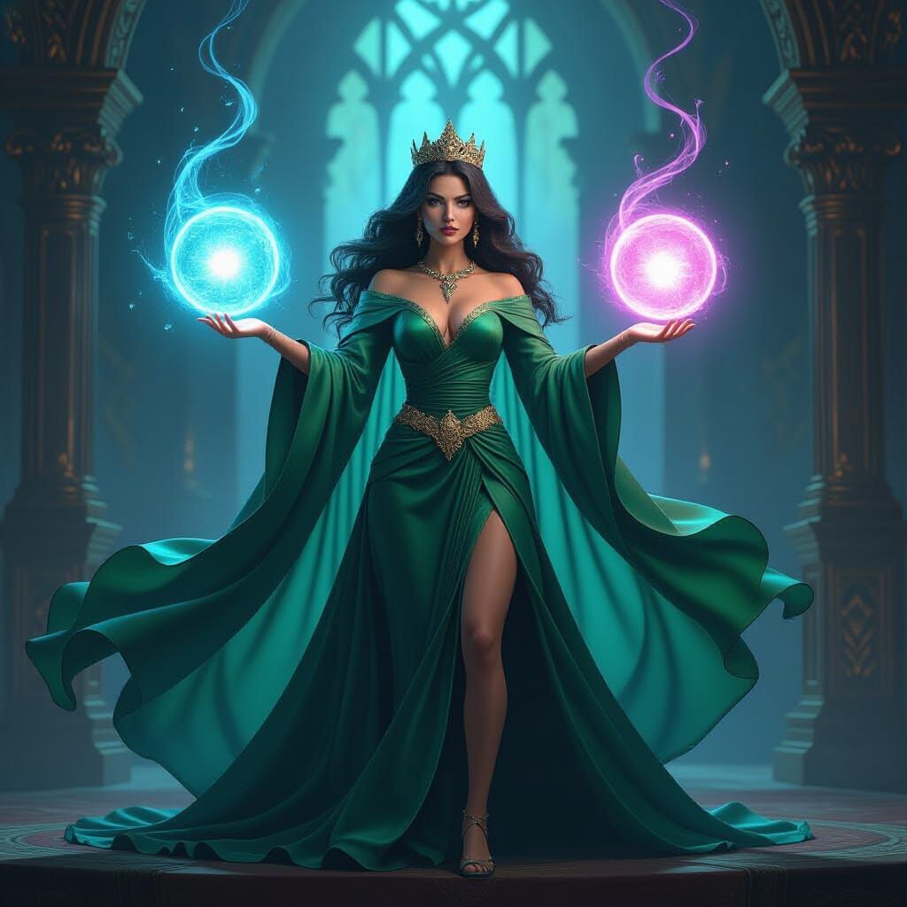 Queen Conjures Light in Ornate Throne Room