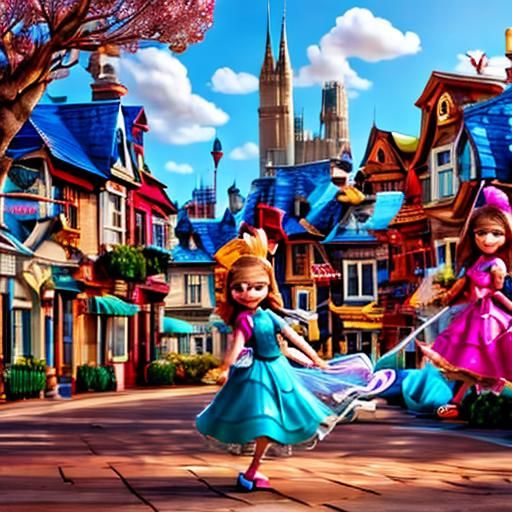 Colorful Girl Dancing in Vibrant Pixar Style