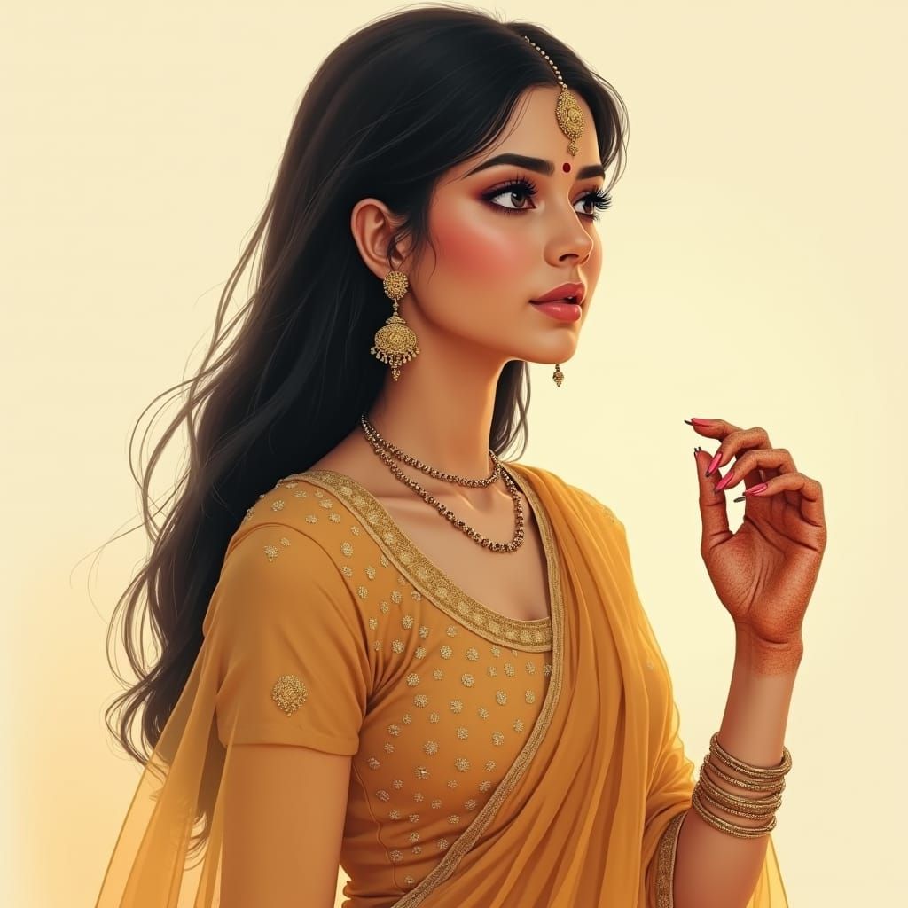 Elegant Indian Princess in Traditional Attire