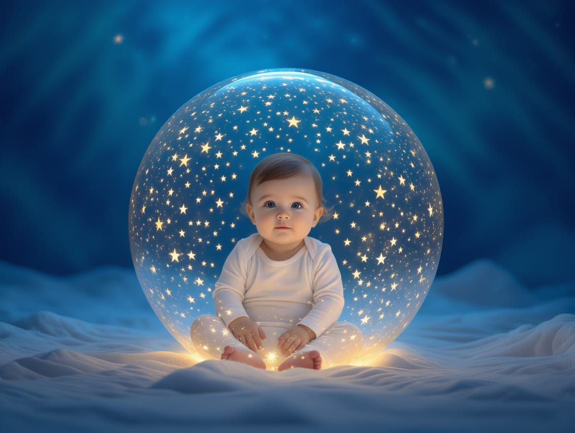 Baby in Starry Globe Serene Scene