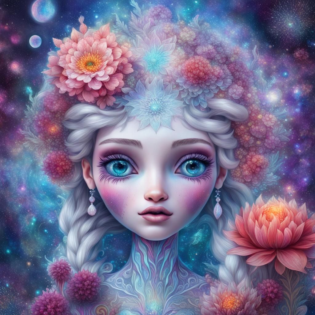 Frozen Flower Doll in Cosmic Astral Style
