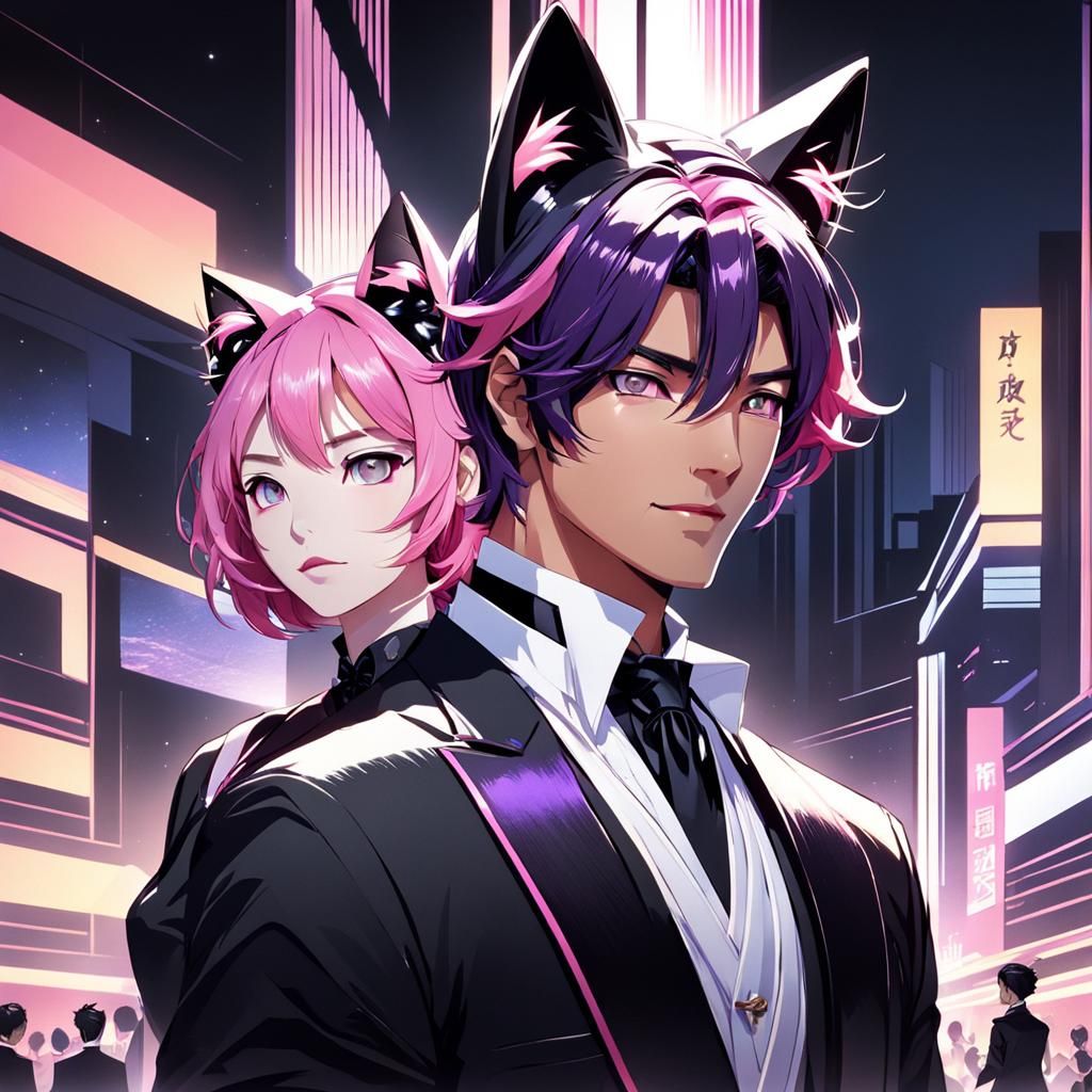 Anime Cat-Eared Couple Ballroom Dancing