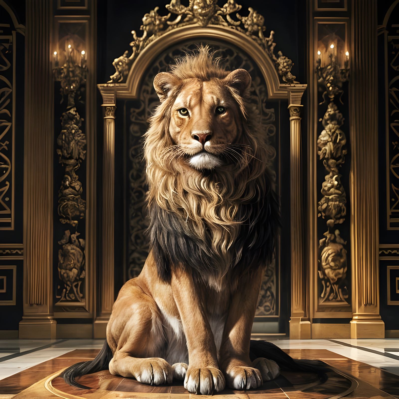 A baroque painting with lion.