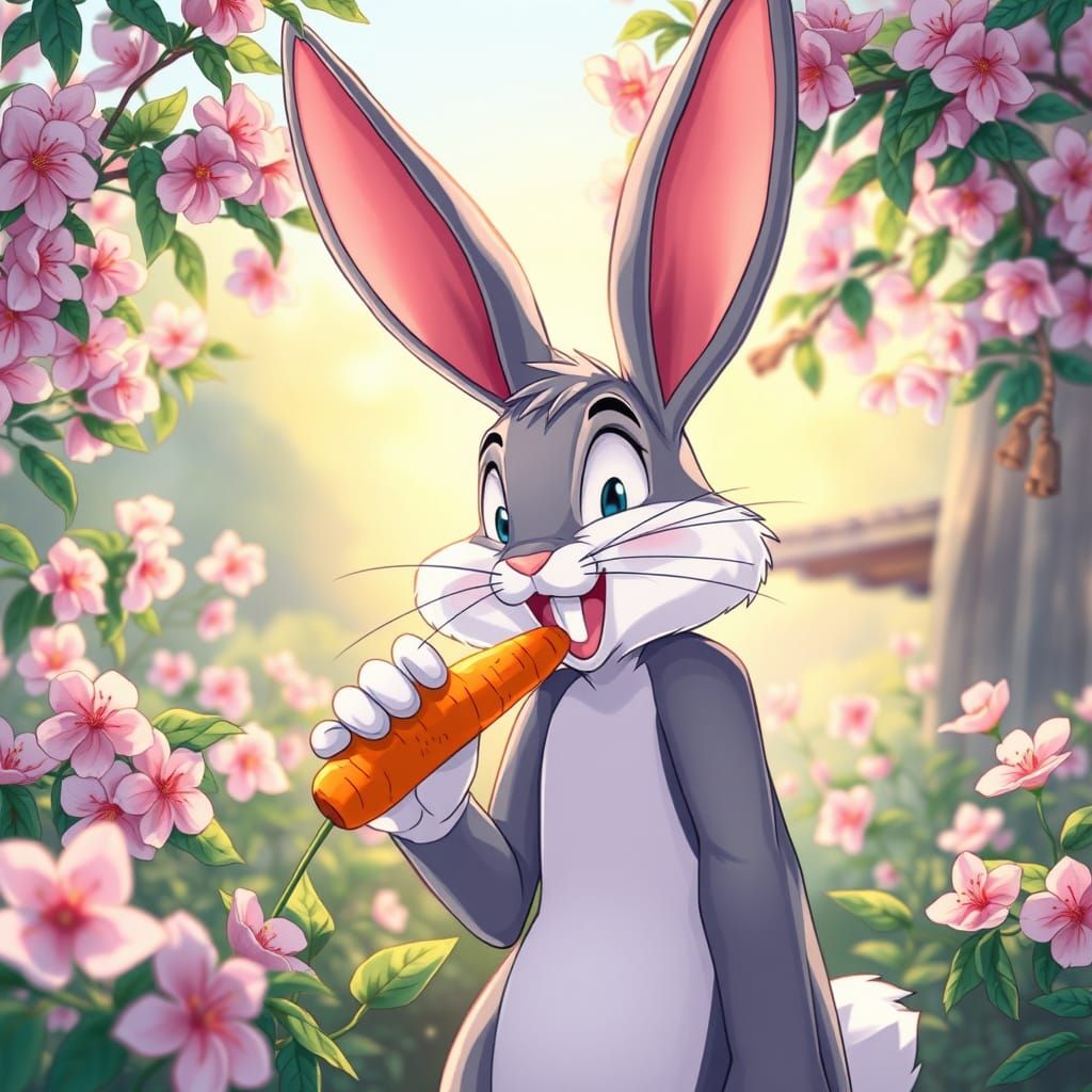 Bugs Bunny in a Japanese Garden, Anime Style