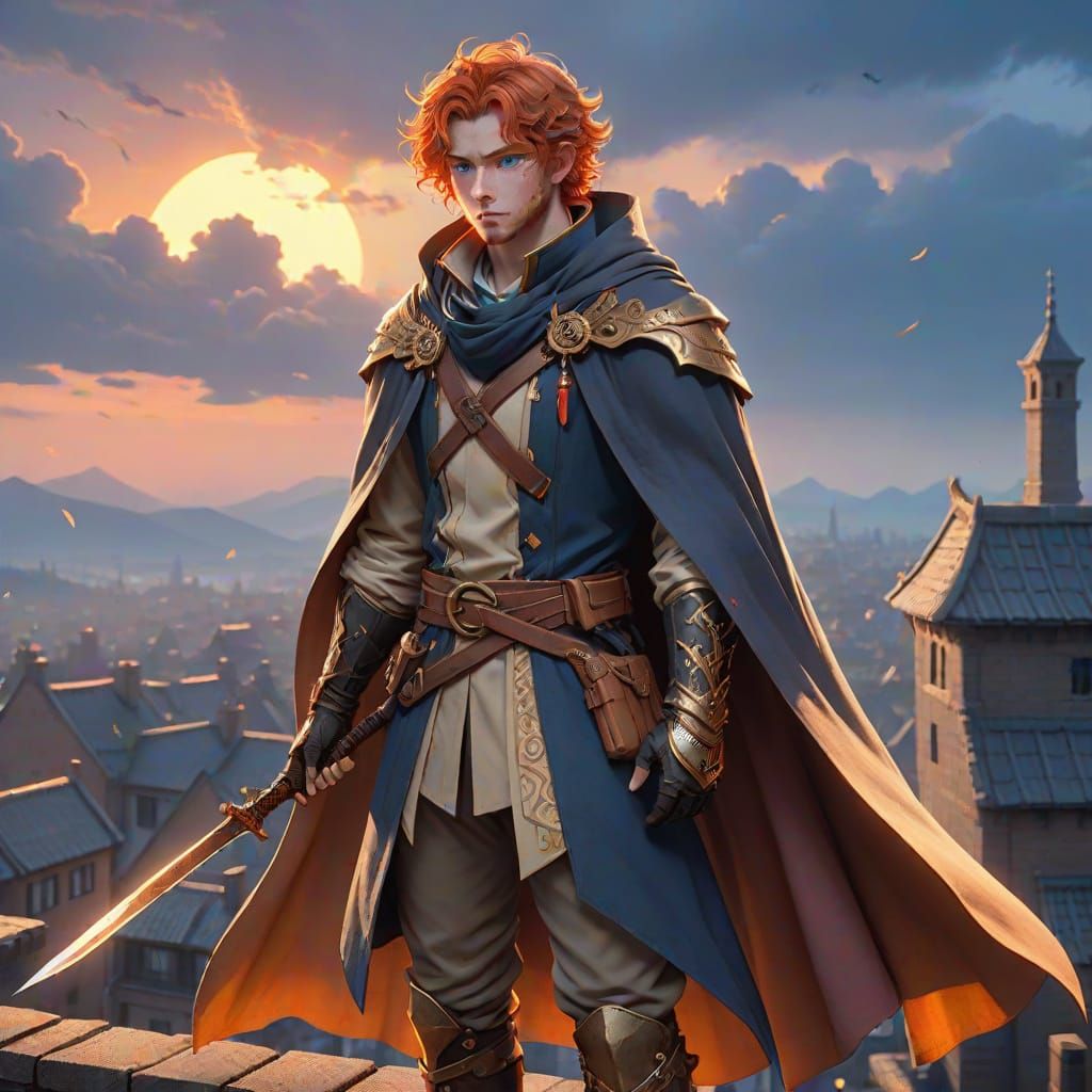 Medieval Fantasy Warrior in Warm Dusk Light