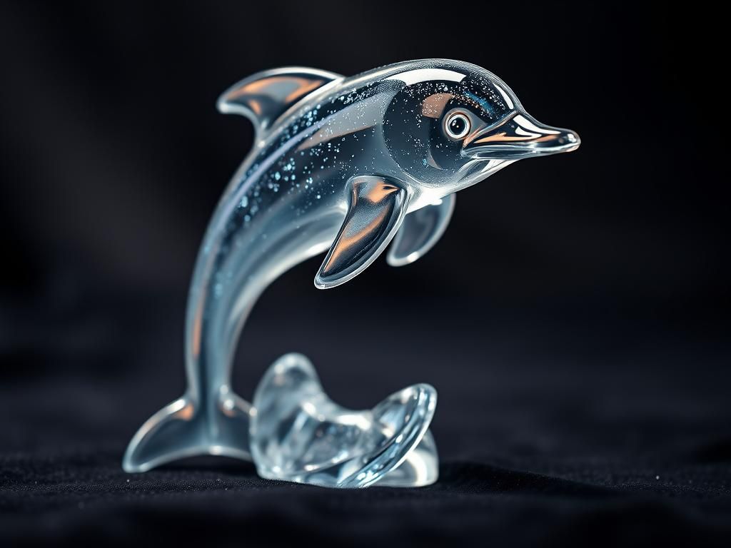 Enameled Crystal Dolphin Figurine in 8K