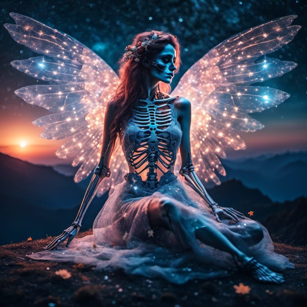 Ethereal Angel with Skeleton on Star