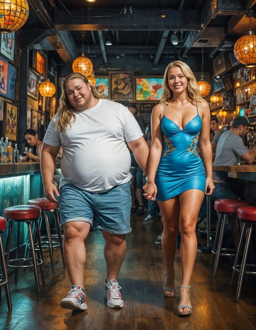 Confident Teen with Goddesses in Hip Hop Bar